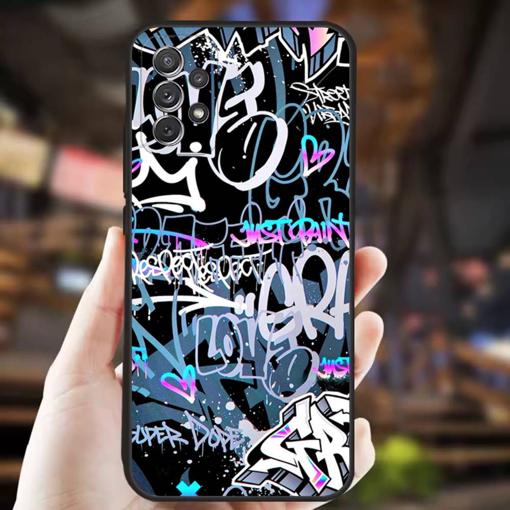 Coque de téléphone Cool Colorée Graffiti Cool Pour Samsung S 9,10,21,30,22,23,24,25,Ultra,Plus,Lite,FE,4,5G Coque Souple Noire