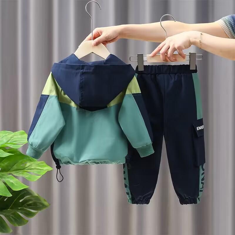 Children's Autumn Suit Boys Charge Coat Middle and Big Boys Sportswear Pants Two Piece Set