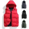 Herren Winter Baumwollweste Ärmellos Mit Kapuze Reißverschluss Taschen Strickjacke Verdickt Einfarbig