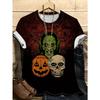 Summer Round Neck 3D Halloween Themed Pattern Print Top Fashionable Casual Short Sleeved Women's T-shirts