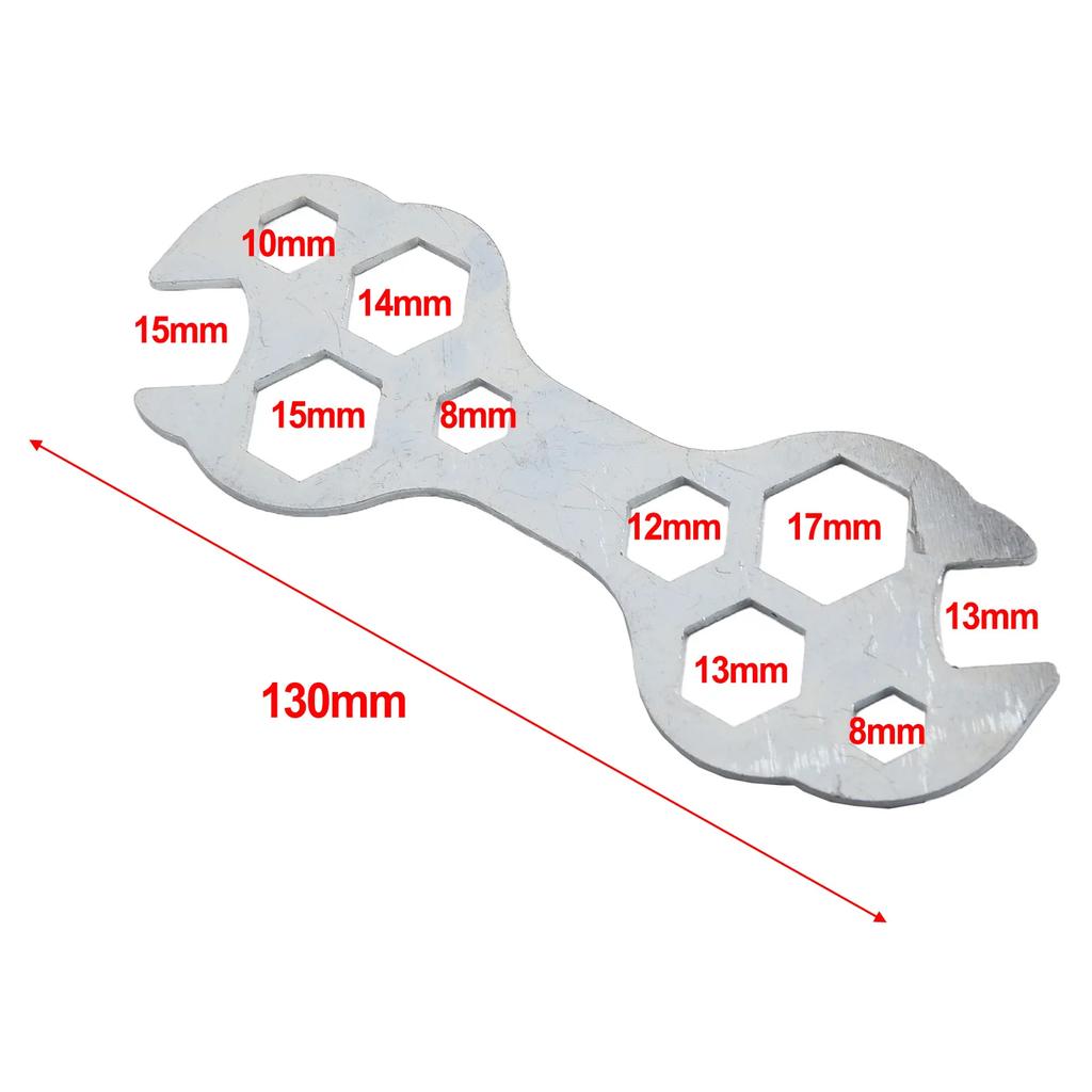 2221111     1pc 10 In 1 Mini Flat Steel Hexagon Wrench 8-17mm Bike Hex Key Spanner Repair Tools For Removing Installing Screws