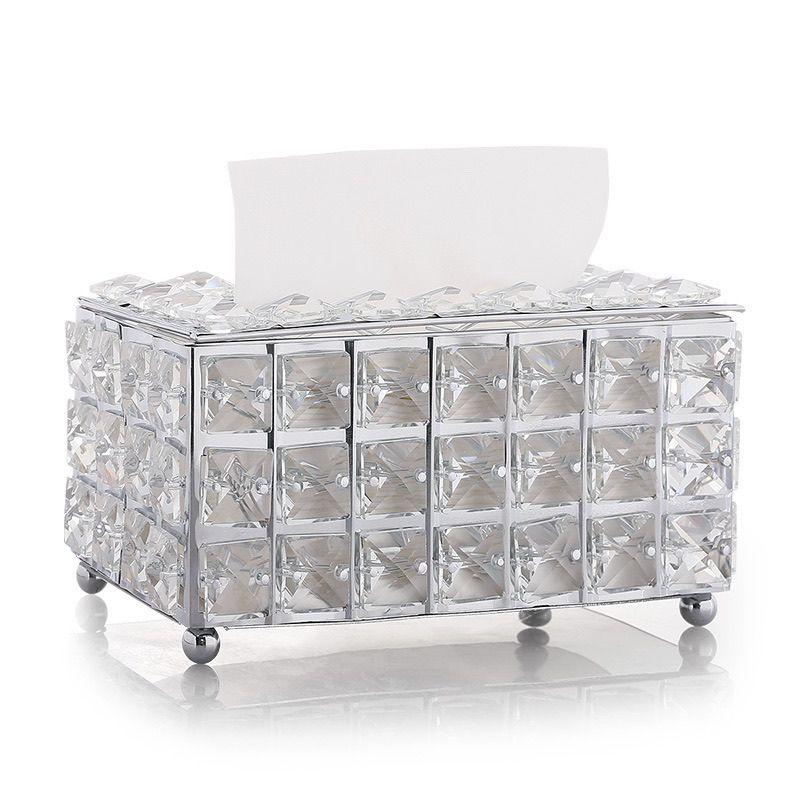 Nordic Style Living Room Light Luxury Tissue Box Crystal Paper Box Household Napkins Tissue Storage Box Dining Table Home Decor