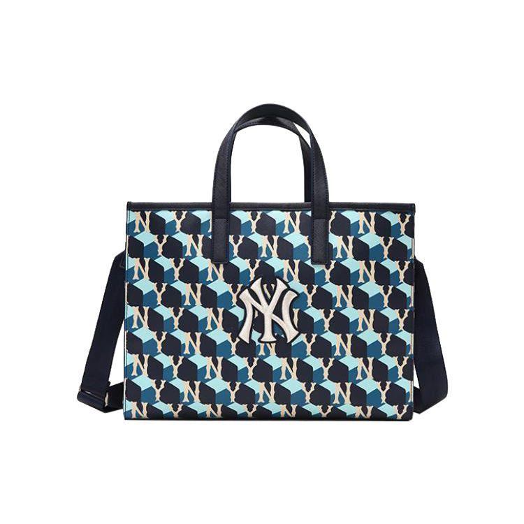 

MLB Monogram Series Vintage Geometric NY Yankees Letter Print Large Logo Tote Bag Unisex Tote Bag Deep-Navy-Blue 3AORM042N-50NYD Dark Marine Blue