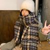 Korean plaid scarf women's autumn and winter new retro thickened warm atmosphere plaid knitted scarf student tide