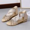Sandals Women Women'S Ladies Fashion Vintage Crystal Outdoor Hollow Out Zip Up Sandals Shoes Womens Sandals Pu