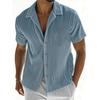 Men's Ribbed Striped Short,Sleeve Collared Shirt