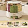 360-Degree Rotating Cereal Dispenser Rice Container with Lid Large Capacity Multiple Compartments Grain Storage Organizer