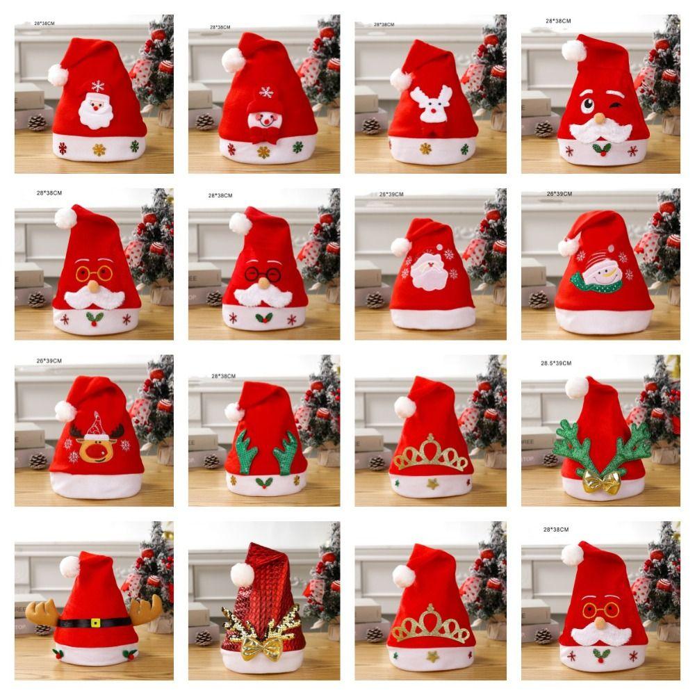 Snowman Plush Reindeers Antlers Hat Polyester Xmas Arts Hats Christmas Hat  Xmas Gift