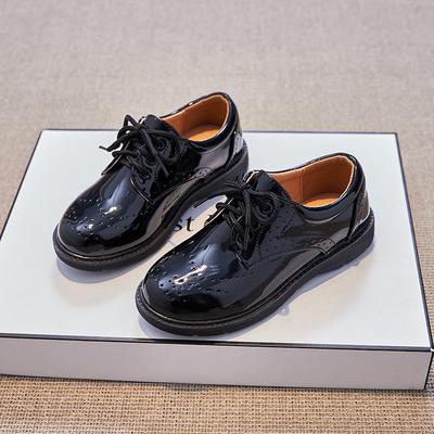 Sapatos de Couro para Meninos Novos Estilo Britânico Preto Sapatos Estudantis para Crianças Bico Redondo Sola Macia Sapatos de Performance Meninos Pequenos Meninos Floristas Show