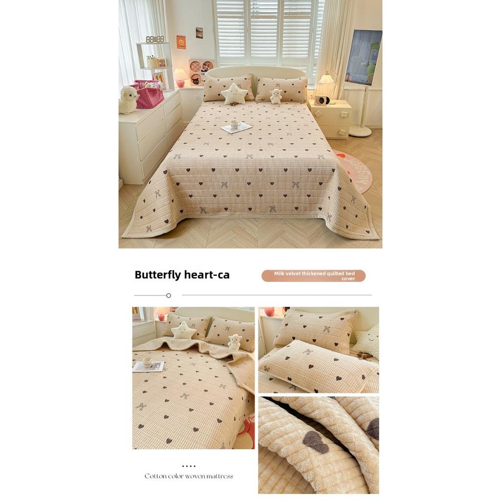 Zimní silný mléčný sametový přehoz na postel, tatami rohož s bavlněným kang přehozem, protiskluzová matrace, hřejivé prostěradlo z korálového sametu