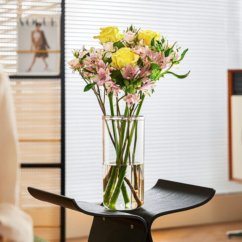 Thickened Flower Arrangement Bottle Unbreakable Clear Cylinder Vase  Home Decor