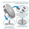6 Inch Rainfall Shower Head-High Pressure Luxury Chrome Finish ABS Large Anti-Clog Nozzles Strong Flow Easy Installation