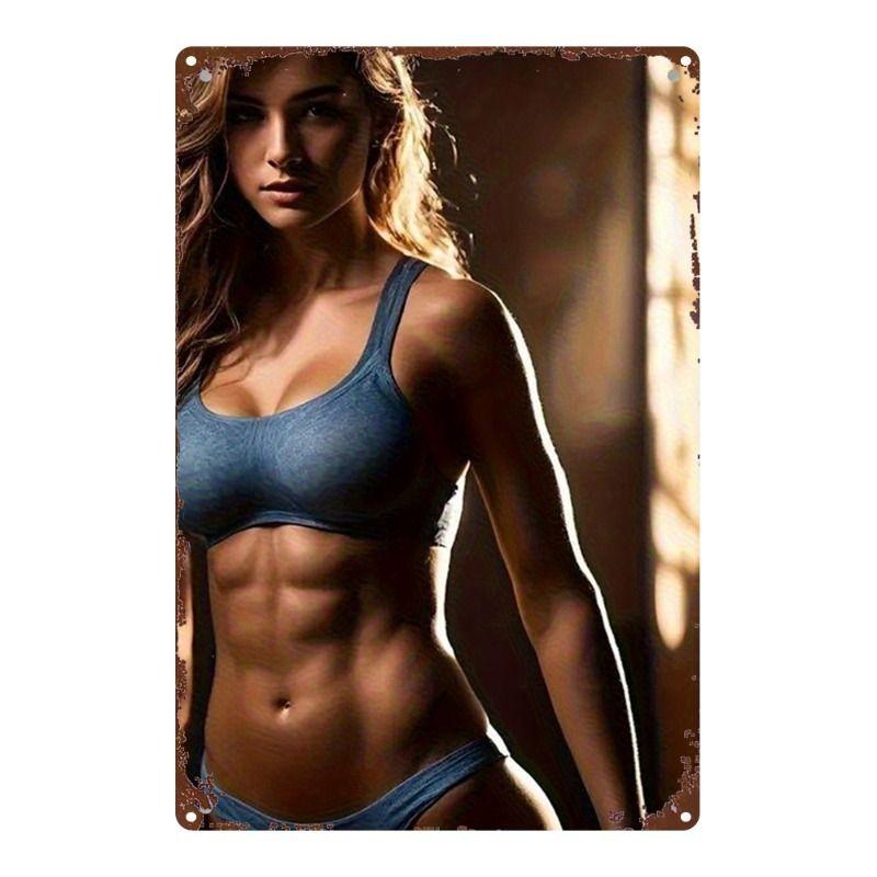 Gym Motivation Metal Tin Sign Fitness Weightlifting Dumbbell Wall Art Decor Home Gym Garage Man Cave Poster Painting