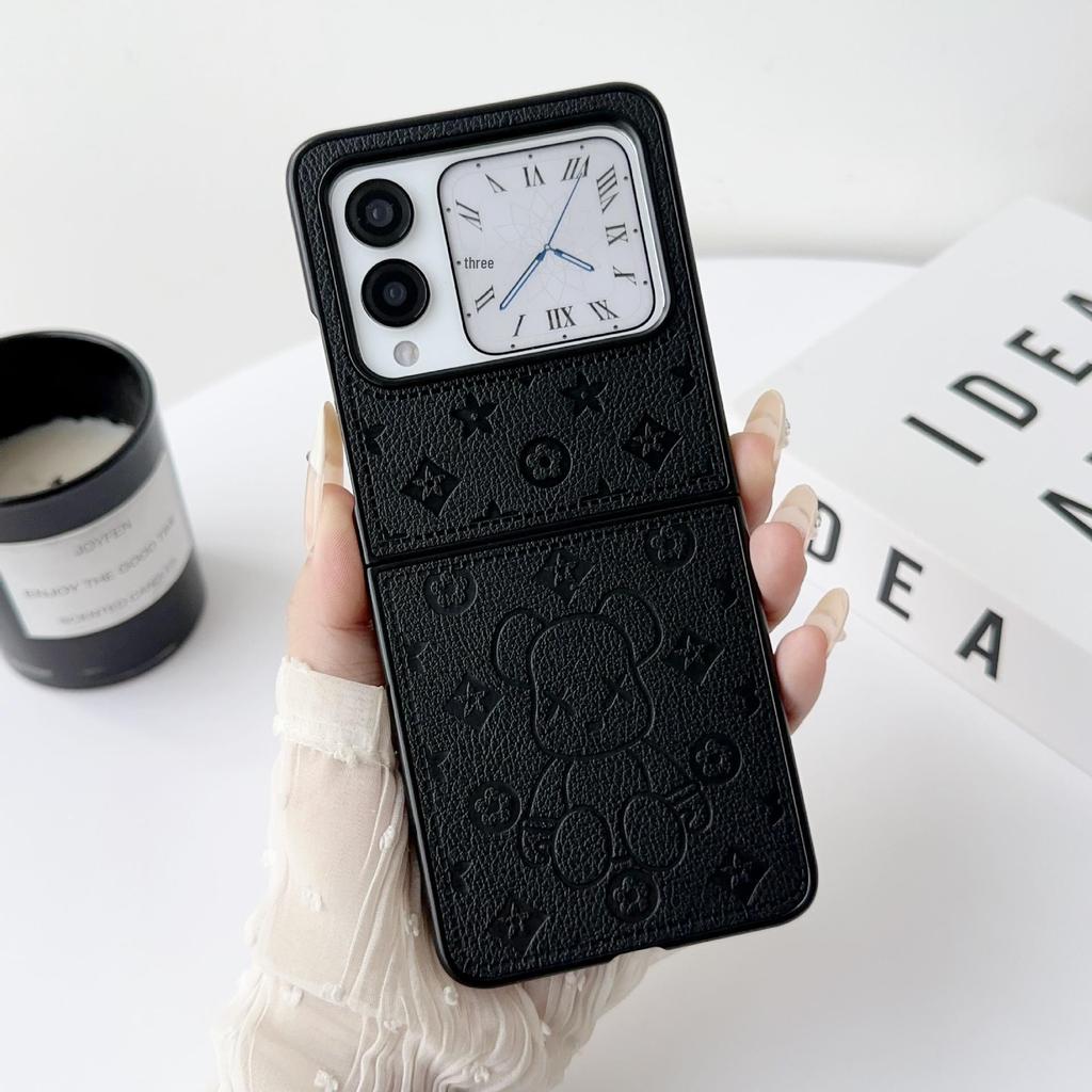 Huawei Nora Flip Foldable Case: Simple Protective Cover with Cartoon Brown Bear Design