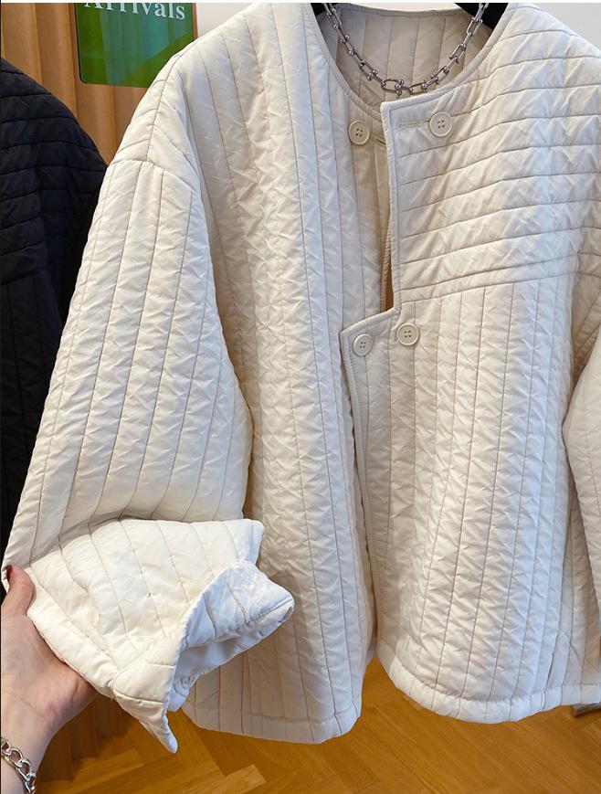 Korean Style Quilted Women's Winter Padded Jacket with Irregular Placket
