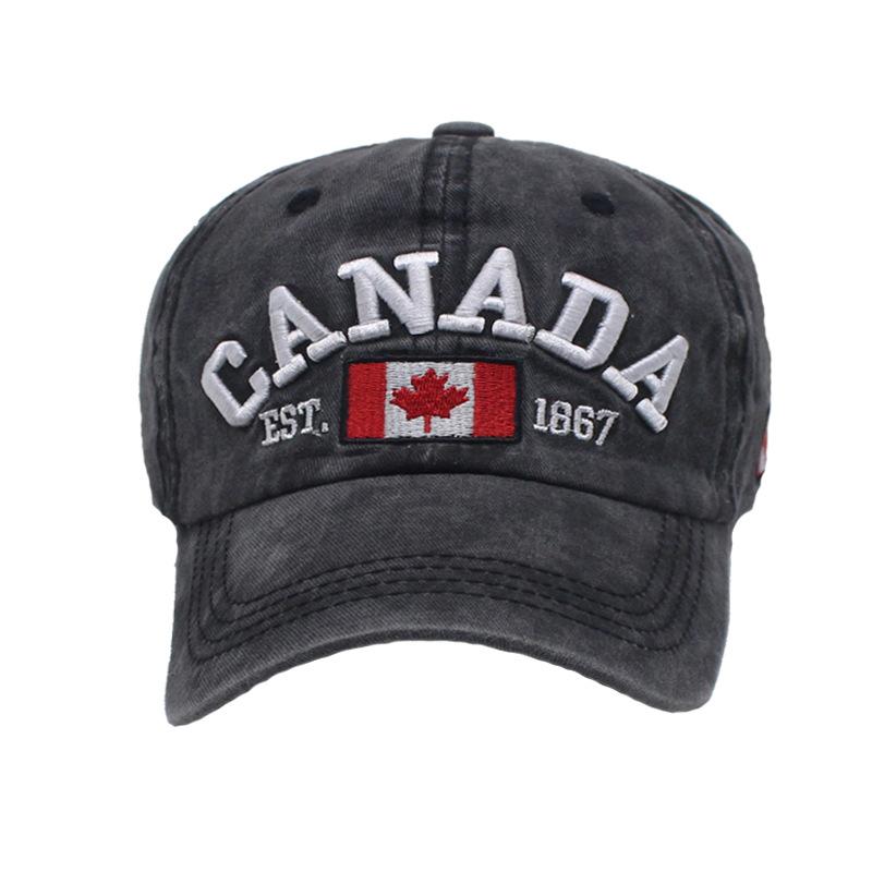 CANADA alphabet baseball cap washed cotton made old cowboy cap Canadian flag hat