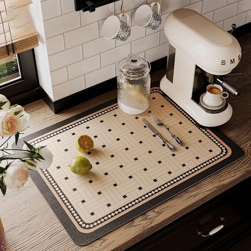Kitchen Draining Mat Super Absorbent Tableware Pad Coffee Dish Drying Mat Sink Washstand Placemat Bathroom Kitchen Non-Slip Pad