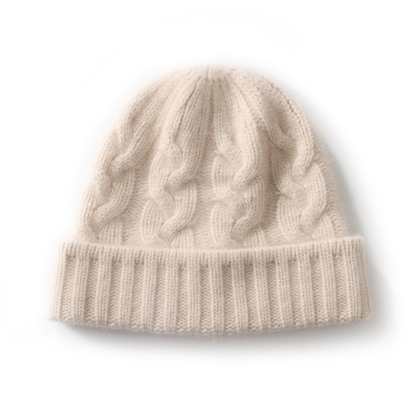 

Кашемировая шапка Осень и Зима Новый стиль Женская мода Повседневная Защита ушей Шапка-бини Вязаная шапка однотонной расцветки с косами one size