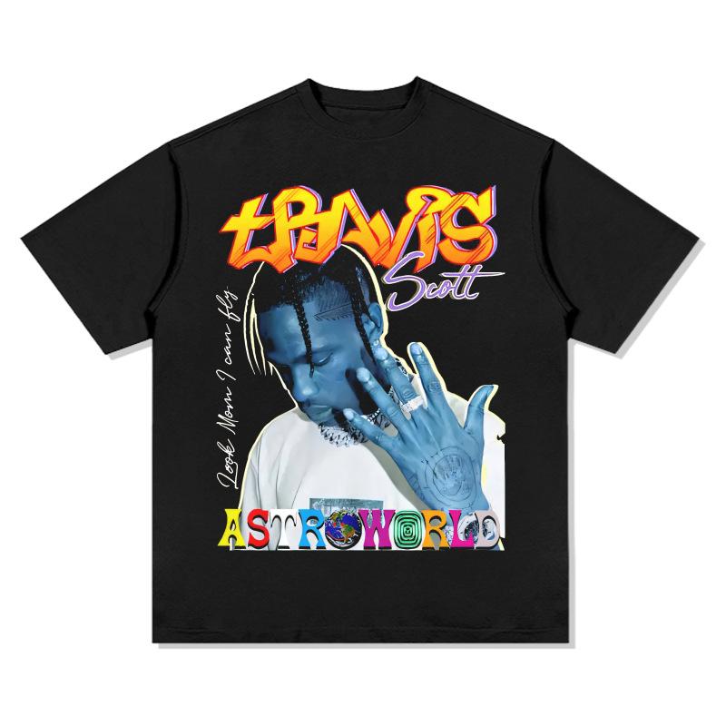 Travis Scot Baumwolle Trend T-Shirts für Männer Schwarze Menschen Street Rap Sommer Herren Kurzarm Hip HOP T-Shirt Hochwertige Oberteile