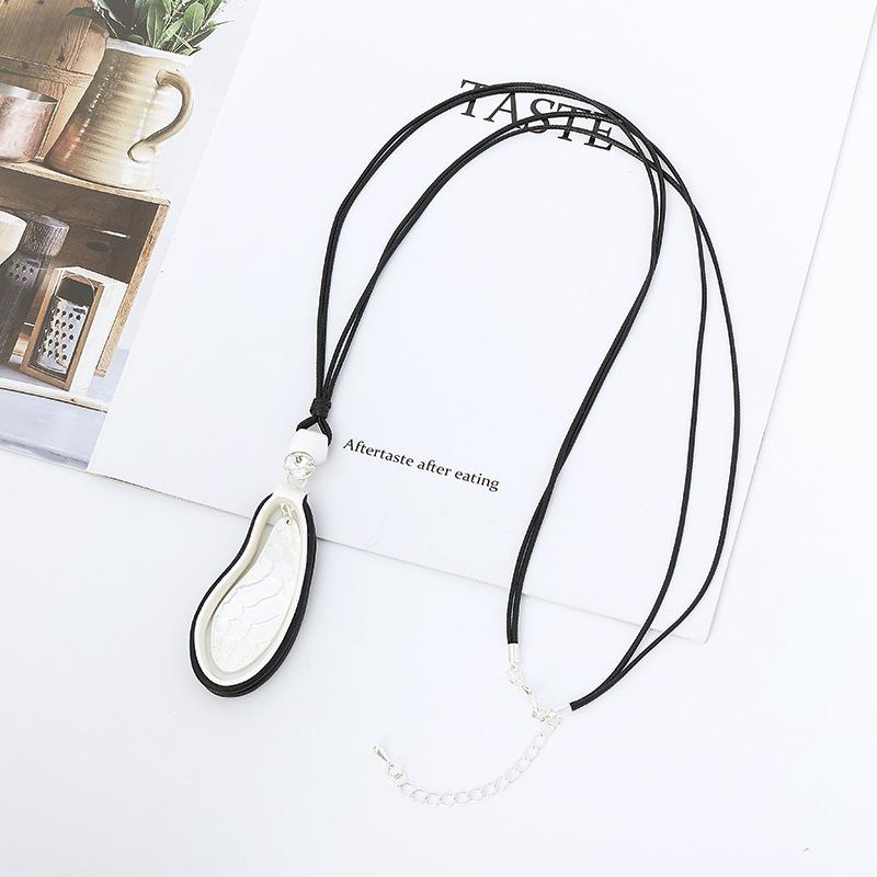 Sweater Chain Long Premium Leather Rope Necklace Jewelry Alloy Long Necklace