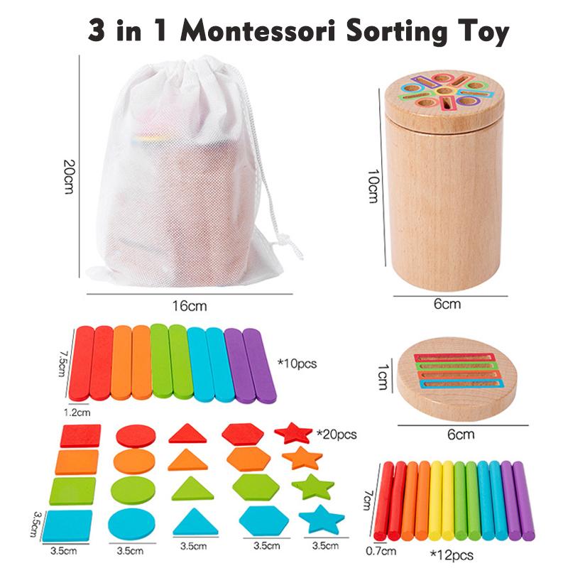 Wooden Color Sorting Matching Game Montessori Early Educational Sensory Toy Fine Motor Skills Sorting Toy For Toddlers Ages 3-6