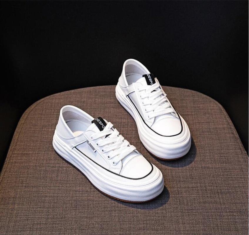 Autumn 4Cm Genuine Leather Rubber Ergonomic Autumn Soft Flats Leisure Loafer Vulcanize Ethnic Woman Comfy Chunky Sneaker Shoes