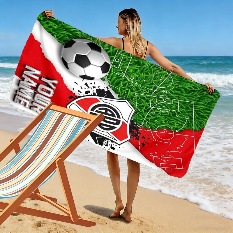 Name Custom River Plate Logo Print Beach Towel, Large Soft Quick Dry Towel for Beach Camping Swimming