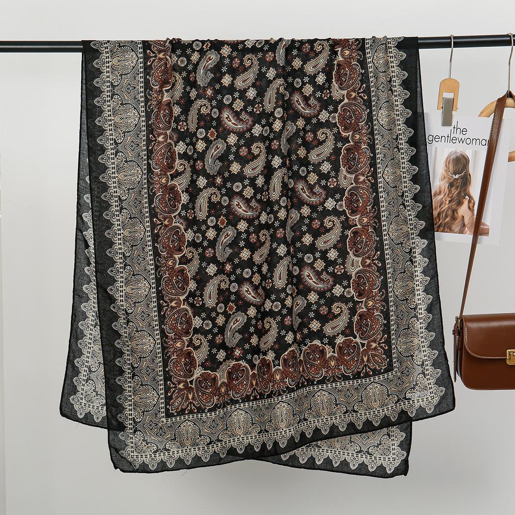 New European And American Style Women'S Long Scarf Scarf Temperament Gentle Retro Large Size Sunscreen Beach Towel Shawl