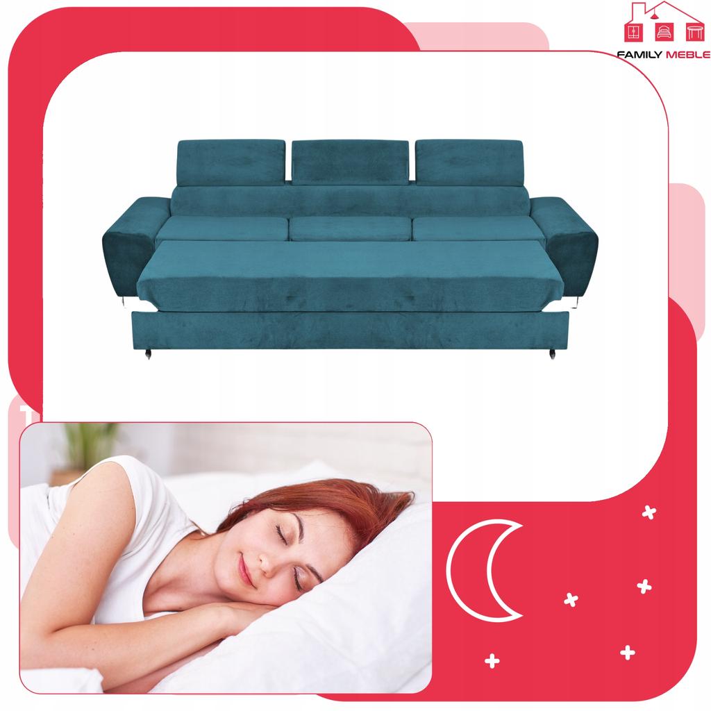 Sofa 3 Seater Sofa Bed with Sofa Bed. Bosso Family Sleeping Furniture Blue Velvet