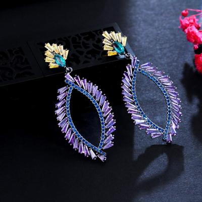 Довгі сережки з фіолетовим цирконієм WWJ