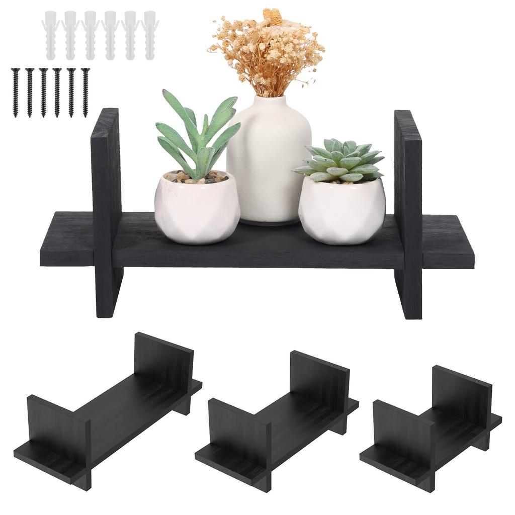 3Pcs Wood Floating Shelves Wall Bookshelf Desktop Storage Rack for Photo Frame Living Room Bedroom Decor