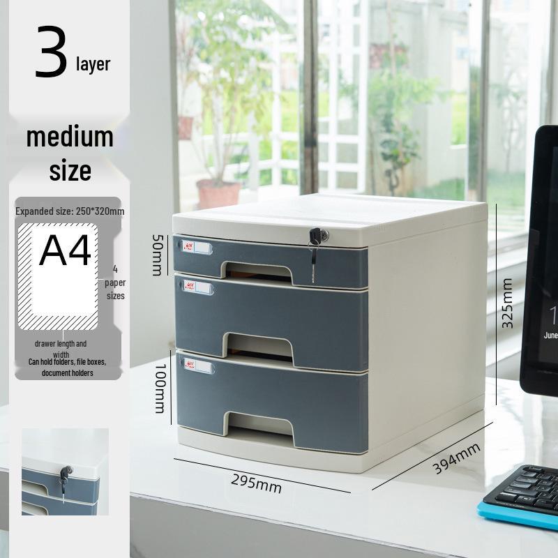 Abschließbarer mehrschichtiger A4-Desktop-Aktenschrank und Aufbewahrungsbox