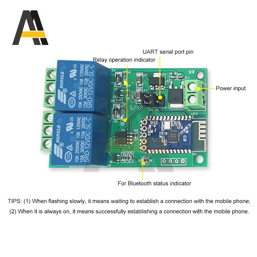 For Bluetooth Relay Module 1 2 4 Way Channel DC 5V/12V Internet Smart Remote Control Mobile Phone Switch Wireless Relay Module