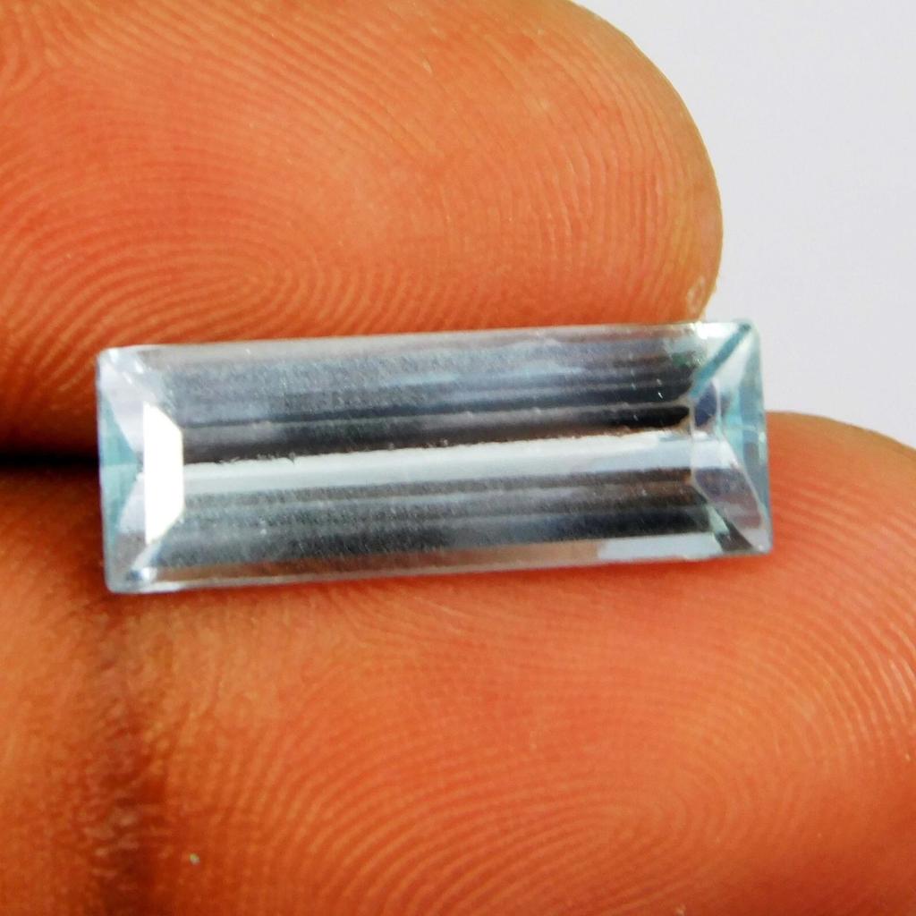 Rare 6.55 Ct Natural Blue Aquamarine Baguette Cut Loose Gemstone CERTIFIED