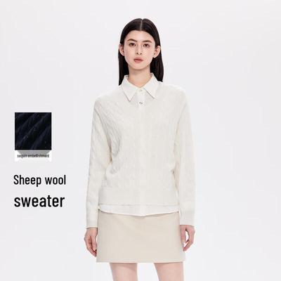 FivePlus Women's V-Neck Long Sleeve Knit Top