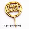 10 Pcs Rose Gold Happy Birthday Cake Topper Silver black Simple Design Acrylic Cake Toppers Baby Shower Party Dessert Decoration
