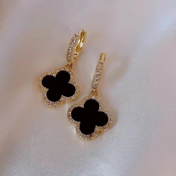 Emerald Stud Earrings with Leaves and Flowers In S925 Sterling Silver, Featuring Zircon Inlay and Metal Ear Hooks - Perfect for Women.