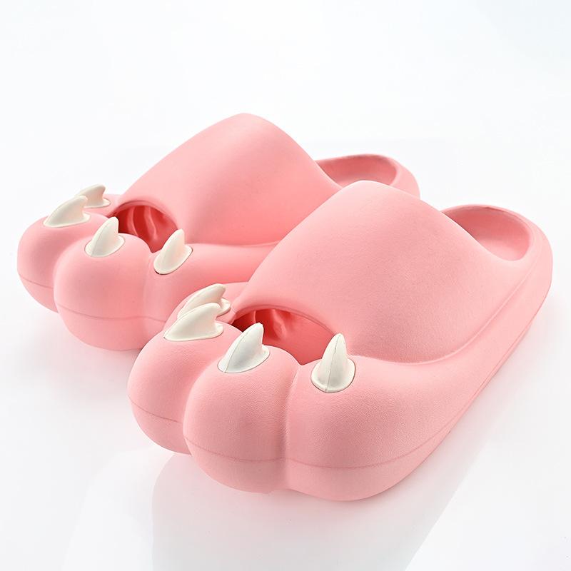 Women's Summer Slippers 2025 Beach Cute Cat's Paw Slippers Ladies Casual Comfort Flats Flip Flops Couple Home Slides Sandal