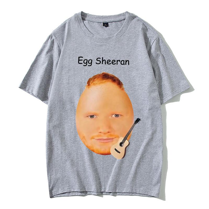 Egg Ed Sheeran Funny Meme T-shirt for Men and Women, Fashionable and Casual, Oversized Cotton Round-neck Short-sleeved