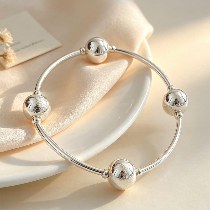 Xiaomi 100% Solid 925 Sterling Silver Metal Bracelet for Women Vintage Handmade Simple Retro Ball Bracelet Birthday Gift Party