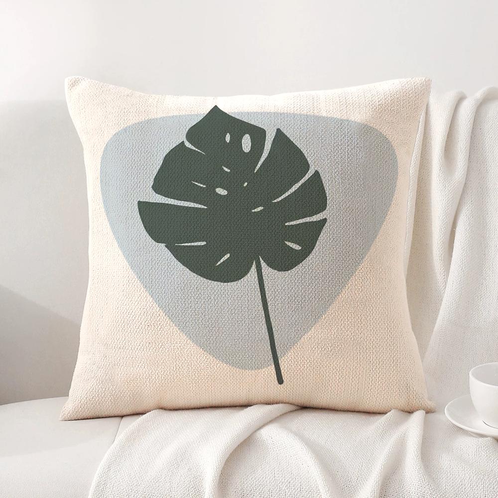 Minimalist Plants Cushion Cover Natural Linen Organic Fabric DoubleSided Printing Sofa Home Decor Gift Pillow Cover
