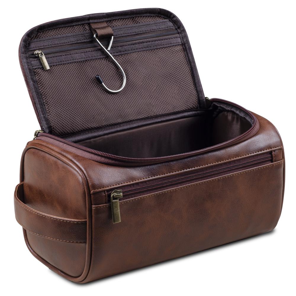 Leather Toiletry Bag for Men Women Kit Mens Hanging Toiletry Bag Travel Toiletry Bag for Traveling Large Cosmetic Bag for