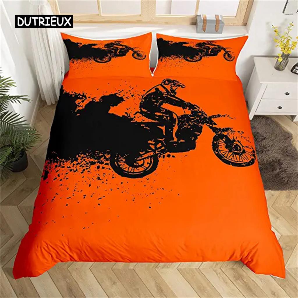 Motocross Bettbezug Jungen Motorradrennfahrer Bettdeckenbezug Extremsport Batik Bettbezug Dirtbike Kraftfahrzeuge Biker