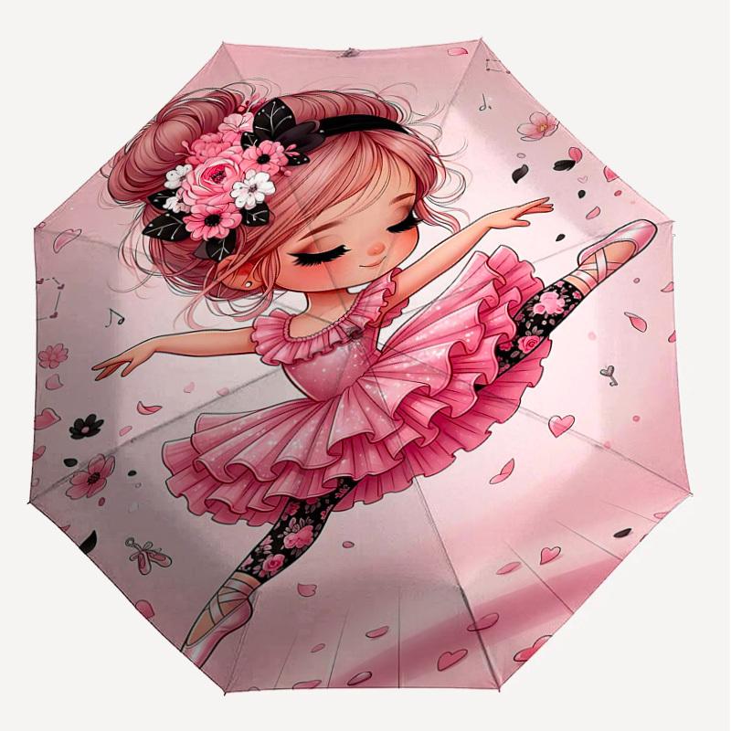 1PC Ballet Dancer Umbrella-8-Rib Reinforced, Automatic Open, Lightweight & Durable, Fashion Accessory for Outdoor, H0331