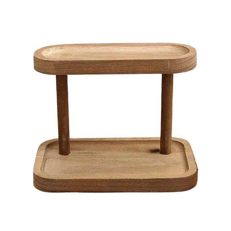 Storage Rack Wooden Storage Shelf 2-Tiers Desktop Organizer Shelves Desk Display Rack Desktop Dressing Table Cosmetics