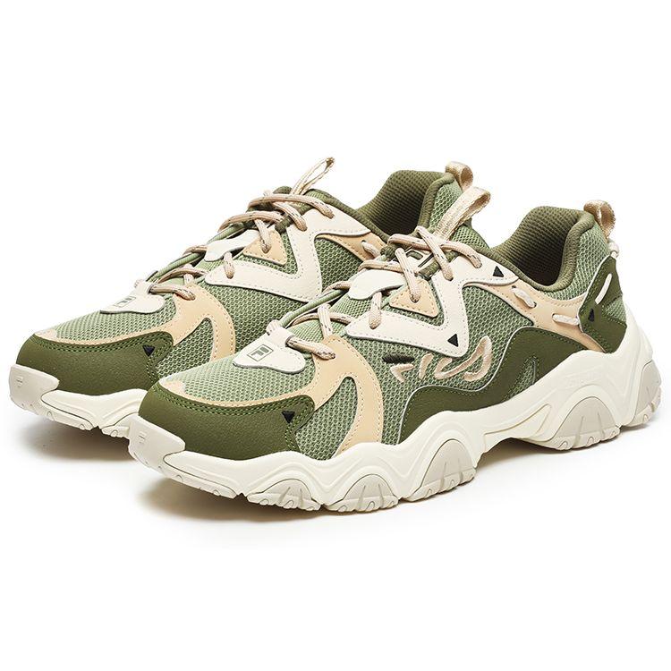 Fila Fluid 4 Mesh Fabric Synthetic Leather Cat Paw 4.0 Retro Low-Top Lifestyle Sneakers Men Sneakers Sage-Green Winter-Moss F12M242101FSW