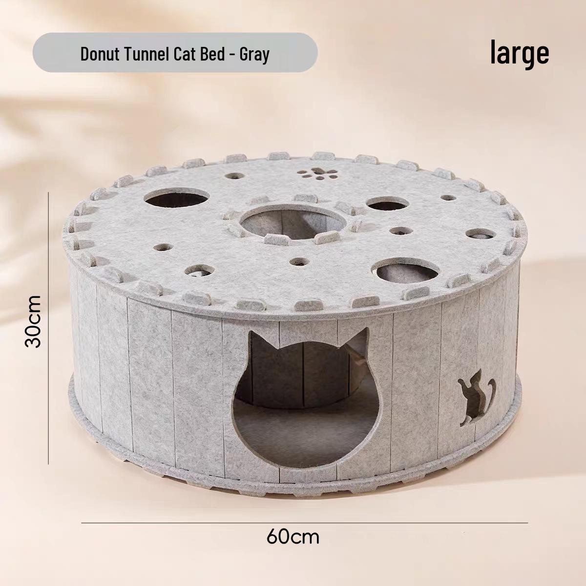 

Four Seasons Felt Cat Tunnel Bed & Toy: Integrated Donut Tire Hideout 60x30 cm
