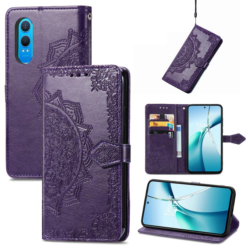 For OnePlus Nord CE4 Lite 5G/Oppo K12x 5G (China) Case Mandala Embossed Design Leather Wallet Phone Cover