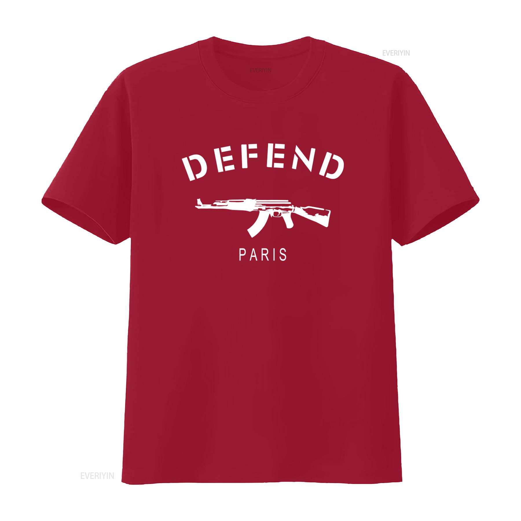

Defend Paris 3D Print Ak47 T Shirt Stylish and Bold Design for American Buyers vintage Washed Versatile Comfortable graphic S