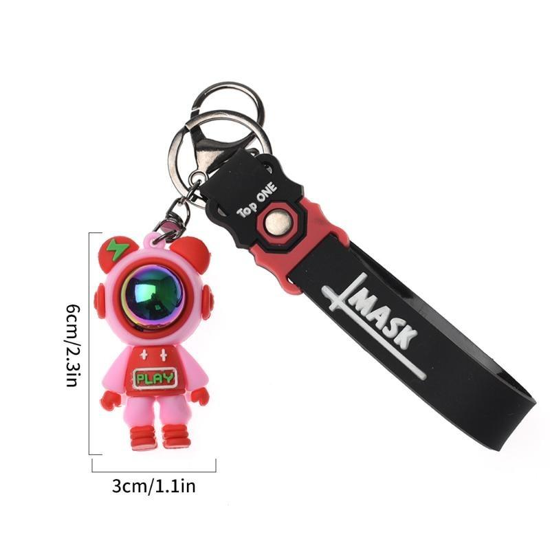 6cm Cartoon Lightning Bear Keychain Cute Astronaut Bear Doll Keyring Bag Pendant Couple Car Keyholder Creative Bag Charm Accessories